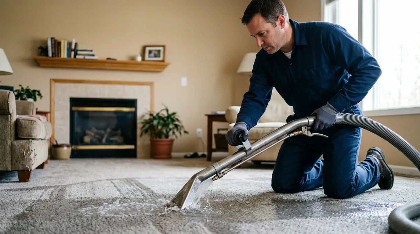 Water damage restoration technician working near Lombard, IL
